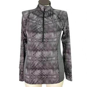 Soybu Pullover Women L Gray Half Zip Stretch Mesh Long Sleeve Running Yoga Top